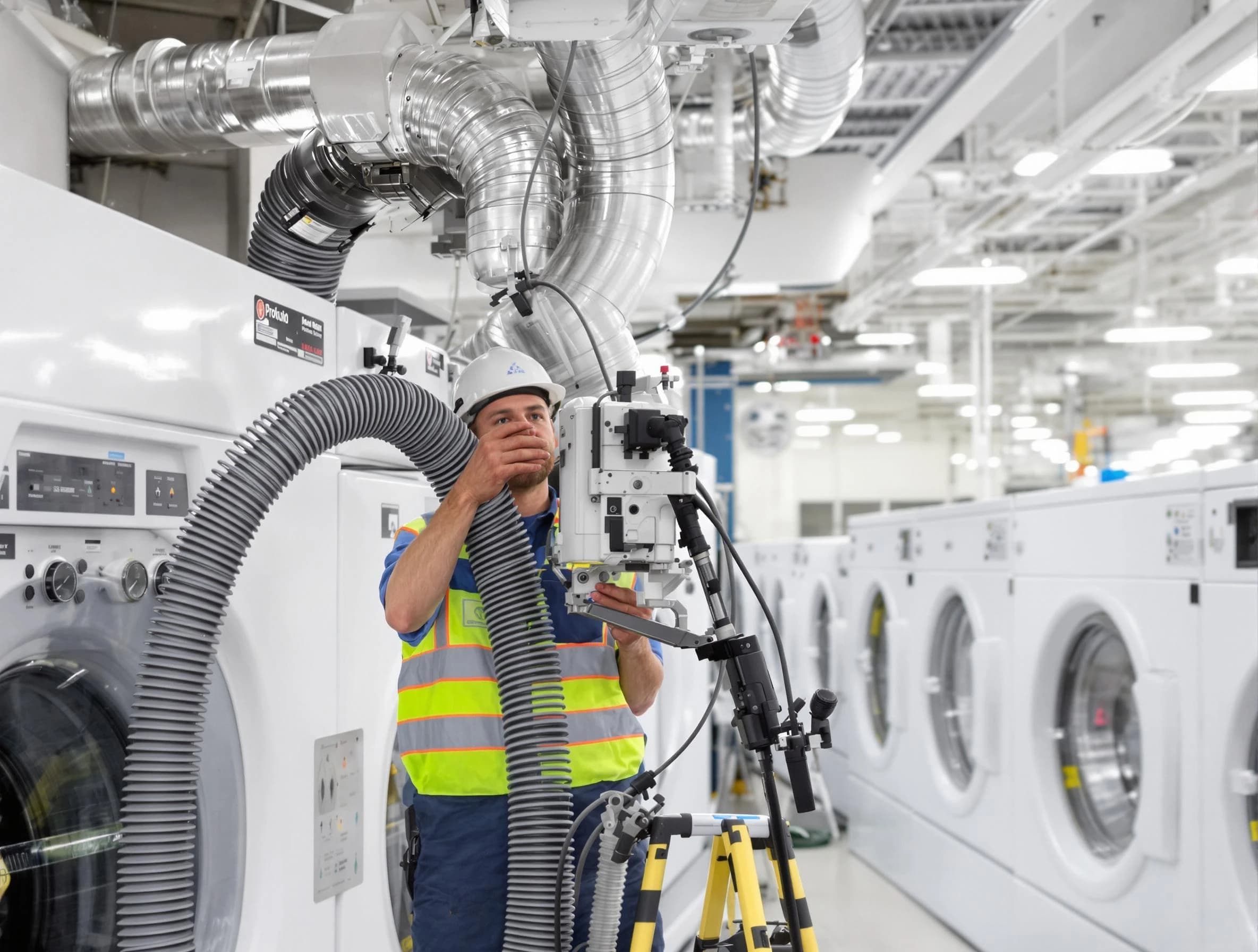 Loganville Dryer Vent Cleaning team performing commercial-grade dryer vent cleaning at a business facility in Loganville