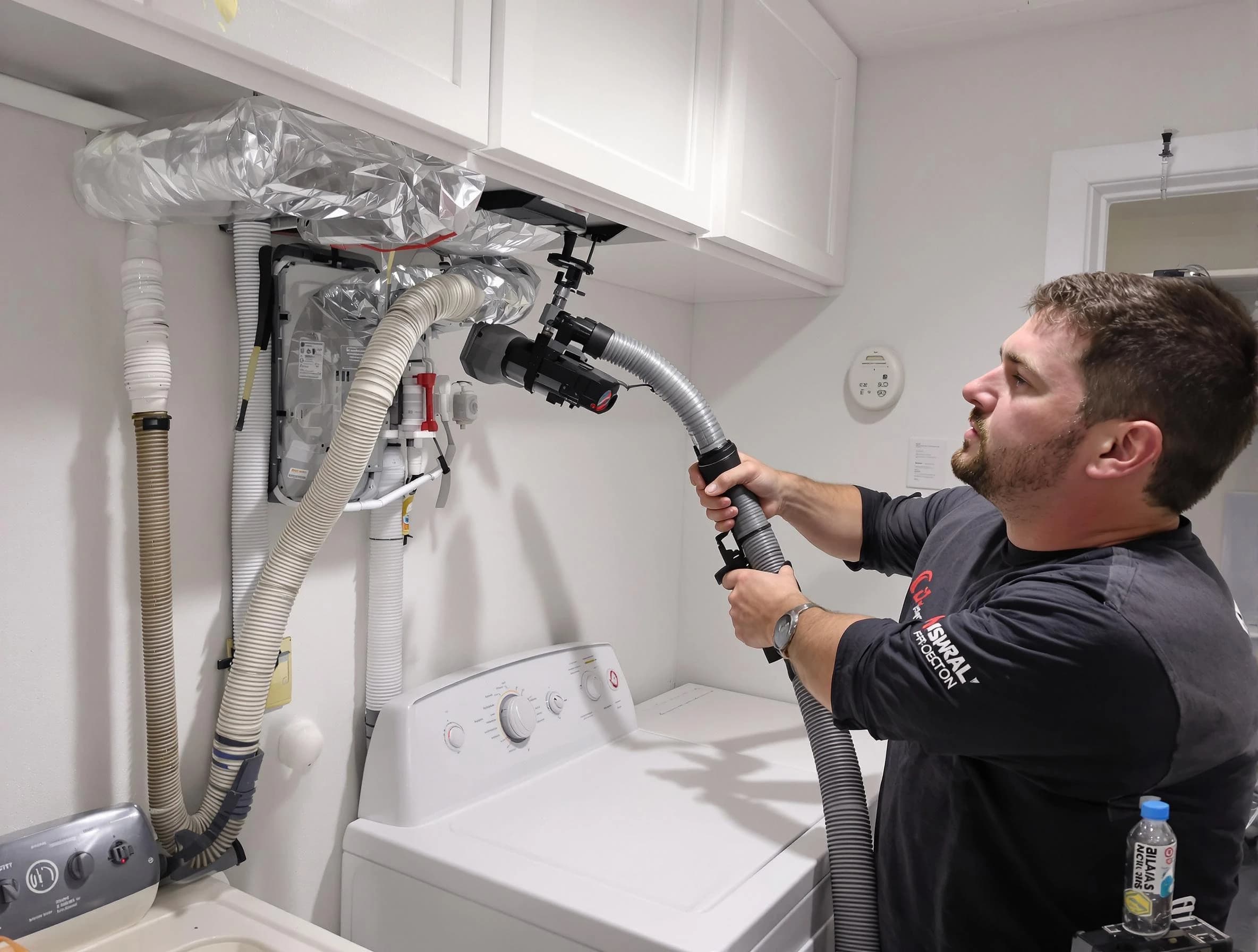 Loganville Dryer Vent Cleaning certified technician performing safety-focused gas dryer vent cleaning in Loganville