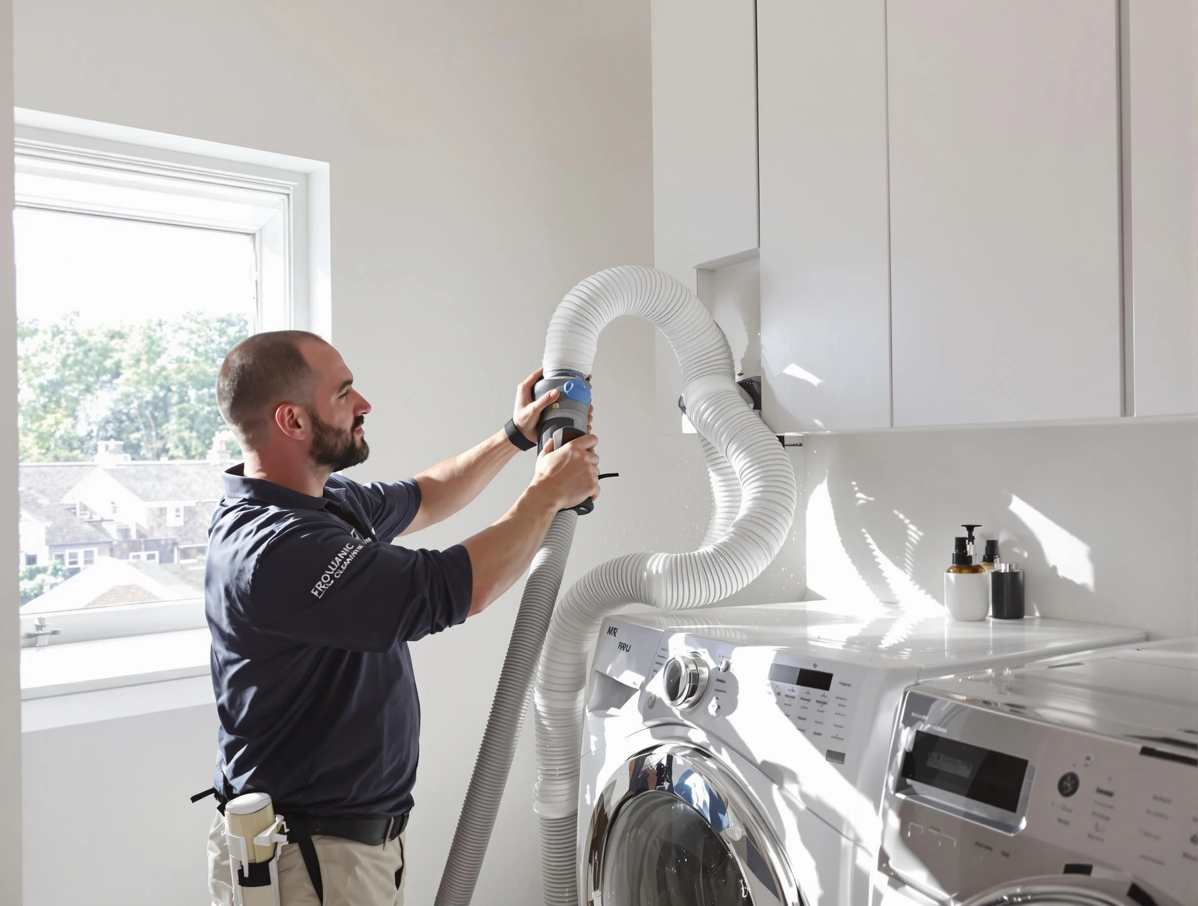 Certified Loganville Dryer Vent Cleaning technician performing dryer vent cleaning in Loganville